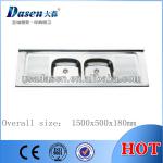 DS15050S Double stainless steel kitchen sink with double dish drainer