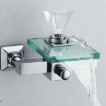 Elegant Chromed Glass-waterfall Wall Mounted Bath &amp; Shower Faucets S-007C