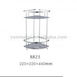 Elegant two layer 304 Stainless steel bathroom corner shelf with hook 8823