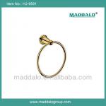 Foshan manufacture bathroom quality golden polish brass wall mounted round towel ring design HJ-9591