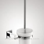 glass toilet brush holder with brass square base, 93210