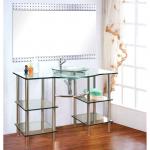 High Quality Solid Wood Bathroom Cabinet, Glass Wash Basin, PVC Bathroom Vanity X6000