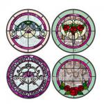 hot sale round style stained glass window panel for decoration SL058