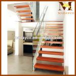 Modern interior glass railing wood stairs Mk-09 glass wood series