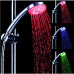 NO battery is need, Bathroom Water Saving Temperature Sensor RGB 3 Colors Changing LED Handheld Shower Head