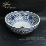 Oriental Hand Painted Blue White Ceramic Porcelain Wash Basin Bowl For Hotel basin-11