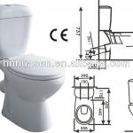 Popular economic ceramic X-trap two piece toilet bowl