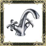 single hole double handle basin faucet on deck