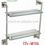 Stainless steel 304 bathroom two tier glass shelf JD-M38