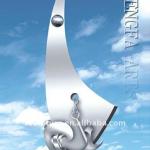 stainless steel garden ship sculpture