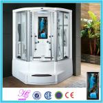 Steam shower bath for two people use with back massage and color led lamp and motion picture HS-SR1460-1X