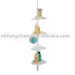 Telescopic white shower organiser bathroom corner shelf