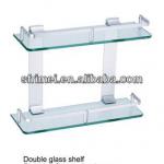 Wall Mounted Double Tier Bathroom Glass Shelf Wire Rack Shelf Strong Space Aluminum And Glass Material Factory Price KL-7009 KL-7009