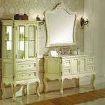#WST249 elegant ivory antique baroque solid wood marble top bathroom vanity base cabinet with baroque mirror WST249 solid wood antique bathroom cabinet