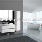 wall bathroom furniture with white high glossy. tall cabinet, bathroom furniture