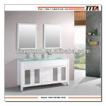 2014 classic double sinks bathroom vanity with glass basin