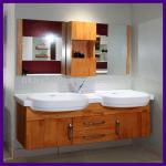 Double sink bathroom vanity with side bath cabinet OKBS-043