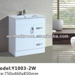 750MM Hot Sale Floor Standing kick board white high gloss MDF bathroom vanities Y1003-2W