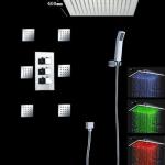 Wall mounted led shower set,with body jets and 16 inch top rain shower