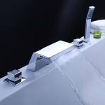 Contemporary Tub Faucet with Stainless Steel Spout + Hand Shower 0148