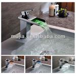 UK High power LED brass waterfall baisn single taps faucet chrome tap faucet hydro power led faucet LS16