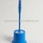 blue colour white bristle plastic toilet brush with holder tb002