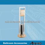stainless steel standing toilet brush and roll holder