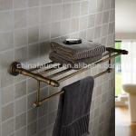 Antique Brass Wall-mounted Double Bathroom Towel Shelf With Towel Bar BA2003