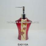 EA0110A elegant design transparent red handpaint flower design bathroom lotion pump
