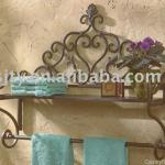 beautiful wrought iron shelf-with-towel-bar
