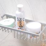 Aluminum Double-deck Bathroom Vanity Shower Basket Bar Shelf