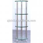 High Quality Tempered Glass Shelf, Transparent Glass with Stainless Steel Holder