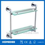 Zinc Alloy Bathroom Accessories Double Glass Shelves
