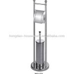 Stainless steel free standing paper holder with toilet brush