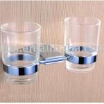 Chrome Polished Brass And Glass Double Tumbler Holders (1510)