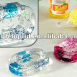 acrylic plastic colorful fluid floaters inside custom flower liquid shower soap holder