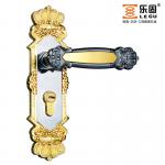 2012New design middle plate reversible gold/shinny black Finish Zinc Alloy mortise lock medium size door handle
