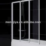 glass shower folding door collapsing screen on bathtub