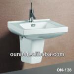 sanitary ware wall hung wash basin with semi pedestal for bathroom
