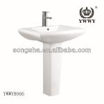 YWWY8066 white porcelain two piece bathroom pedestal basin