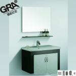 sanitary ware, ceramic wash basin with wooden cabinet and mirror