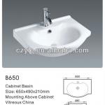 vitreous ceramic cabinet basin for bathroom cabinet