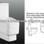 Custom Floor Mounted S-Trap Siphonic One-Piece Water Closet