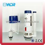 Two piece toilet tank dual switch button flusn valve