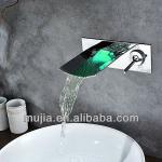 2013 unique design brass new design chrome wall mounted waterfall led bathroom faucet