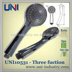 UNI10531 wholesale bathroom water saving rainfall spa micro bubble 3 fuction ABS plastic hand shower head set