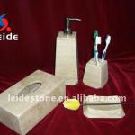 Beige travertine marble bathroom accessories