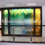 backlit decorative glass panel, large-scale stained glass wall, glass sheet