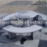 Garden polished table with curved benches