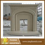 European style natural stone living room sandstone fireplace hearth